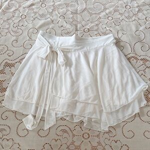 Elegant White Layered Skort dance studio